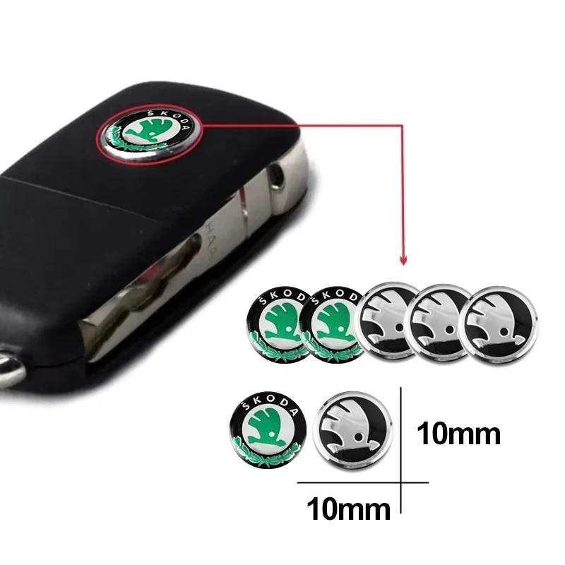 NADH5 10mm Car Remote Key Sticker Aluminum Emblem Decal For Skoda Enyaq A7 Octavia Kodiaq Fabia Superb Rapid Kamiq Karoq Derivati Yeti