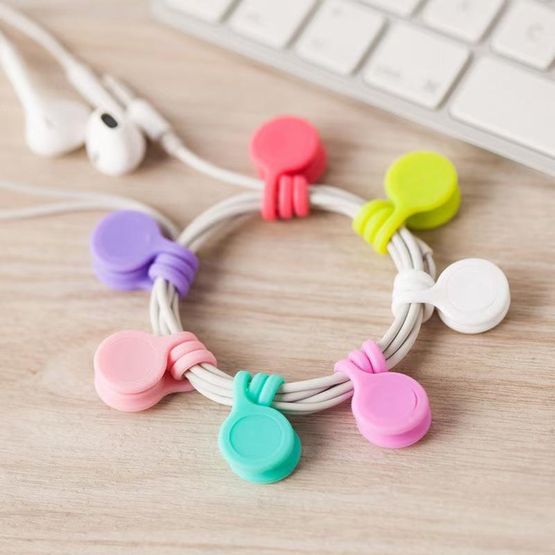 3pcs Silicone Magnetic Cable Tie Reusable Wire Organizer For Bundling And Securing Headphone Or Data Cables