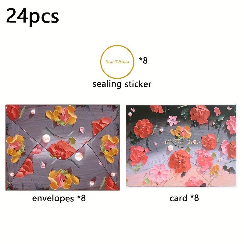 8 шт. простых поздравительных открыток с днем рождения, поздравительных открыток, конвертов и наклеек с печатью, креативных поздравительных открыток ко Дню святого Валентина