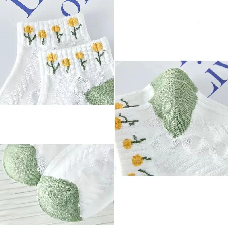 Женский комплект носков из хлопка с цветочным принтом для девочек, весна-осень, японский дышащий комплект коротких носков для студентов
