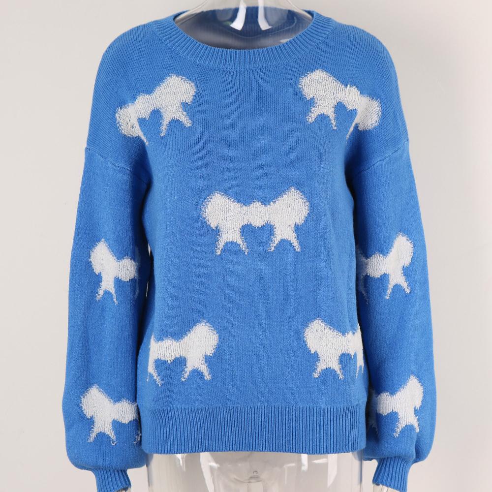 Осенне-зимний женский пуловер с круглым вырезом и длинным рукавом, вязаный свитер с бантом