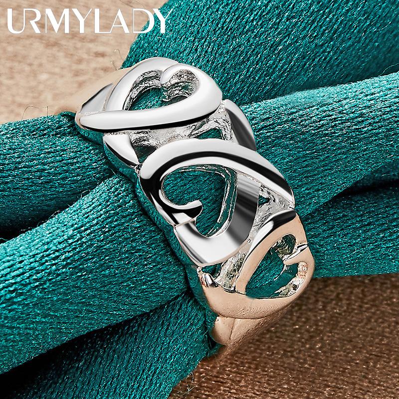 Кольцо из стерлингового серебра 925 пробы с сердцем любви 6-10 # для женщин, модные очаровательные украшения MR060