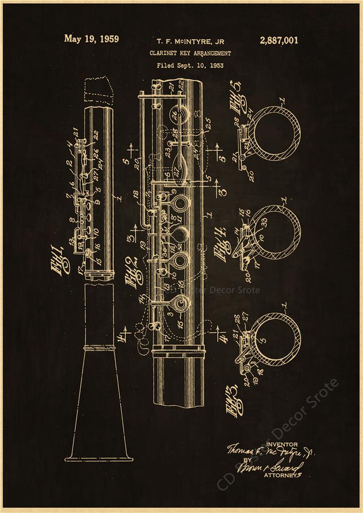 Retro Style Instrument Poster Music Art Wall Painting Trumpet Violin Piano Studies Prints Vintage Home Room Cafe Decor Picture