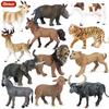 Oenux Zoo World Wild Animal Lion Deer Tiger Elephant Model Action Figures Farm Goat Horse Cow PVC Educational Cute Toy For Kids