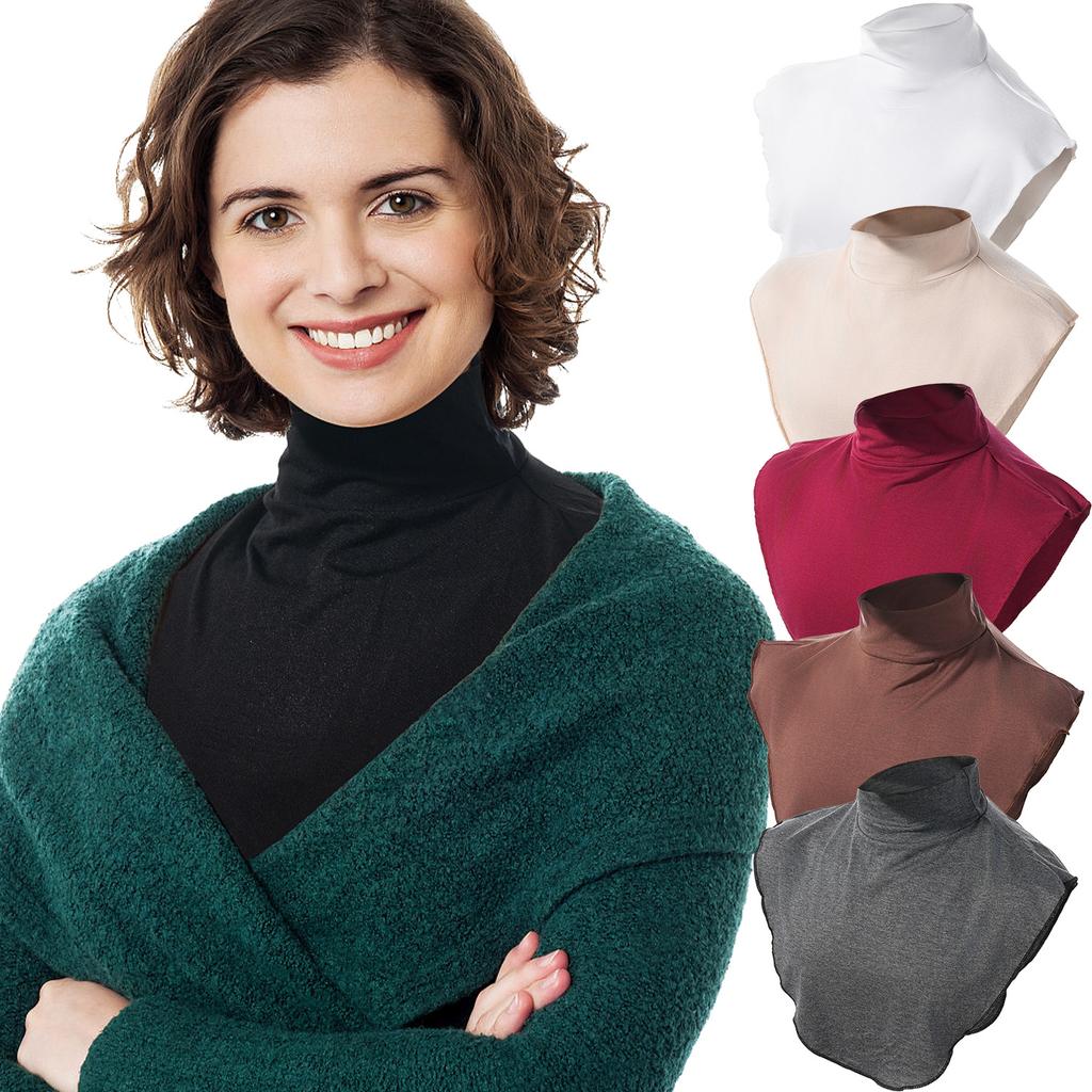 Women Muslim Modal Fake False Collar Islamic Hijab Extensions Turtleneck High Neck Cover Warmer Half Tops Hijab Scarf Crop Wrap