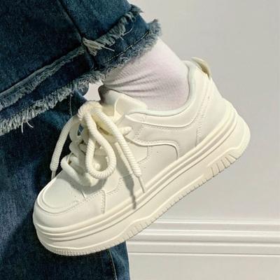 Молочные белые туфли на платформе fufu женские 2025 года, универсальные, оригинальные, женские, повседневные, увеличивающие рост, спортивные, скейтбордные туфли для женщин