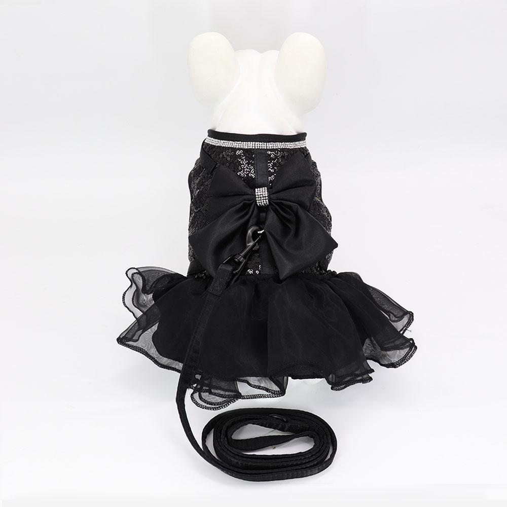 Bowknot Cat Dog Harness Leash Set Lace Crystal Puppy Vest 150cm Lead Nylon Breathable Kitten Harness Dress For Cats Small Dogs