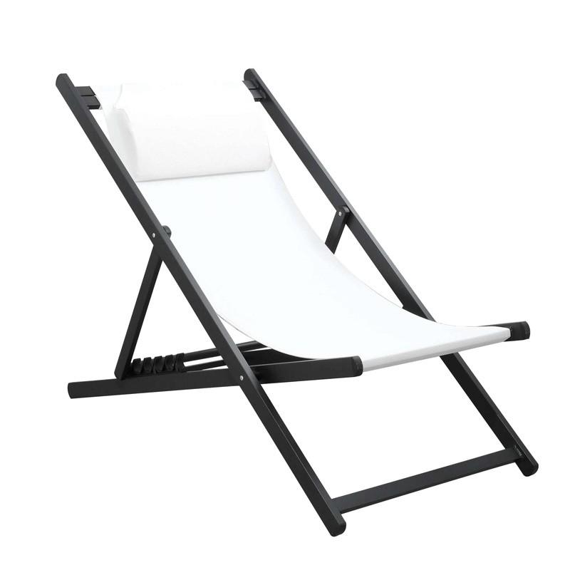 Chili2 Складной алюминиевый шезлонг с откидной спинкой Белый + темно-серый