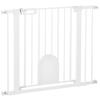 Adjustable Dog Gate with Small Door and Automatic Closure, 75-103x76cm, White