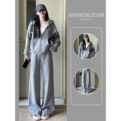 Спортивный костюм женский осенний студенческий свободный тонкий модный свитер повседневный двойка бег тренд