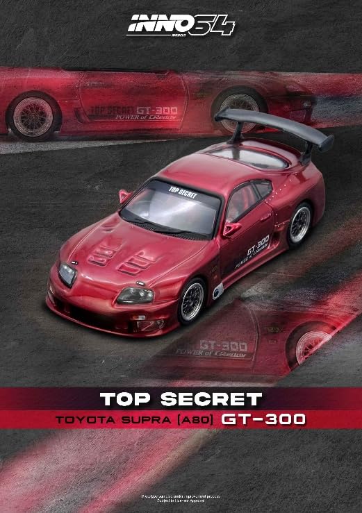 Inno Models Scale Toyota Supra TOP SECRET Red Finished Product 1/64 (A80) A80TS-RED