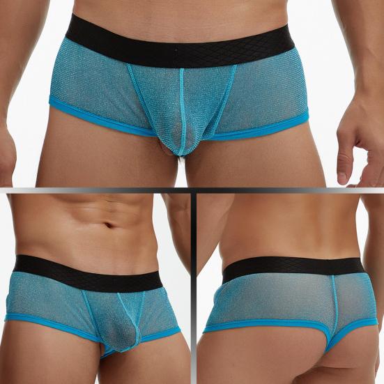 Мужское нижнее белье боксеры с низкой посадкой, перспективные тонкие шорты, трусы, лоскутный цвет