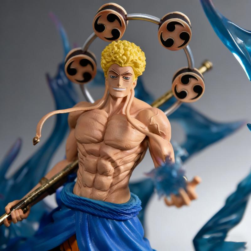One Piece 38 см Громовержец Энель Аниме Фигурка Статуэтка с Двойной Головой Фигурка со Светом ПВХ Коллекционная Модель Игрушка Настольное Украшение Подарок