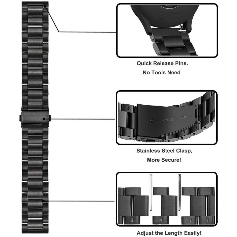Ремешок из нержавеющей стали для Garmin Venu 3 2 Plus SQ SQ2 Металлический браслет для Garmin Forerunner 265 255 245 645 168 165 55 Vivoactive 5 3