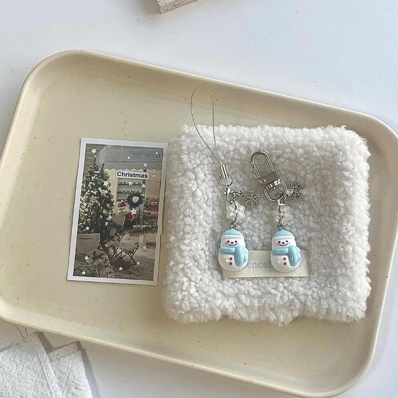 Милая зимняя цепочка для мобильного телефона со снежинкой и снеговиком, подвеска для рождественской елки и рюкзака, украшение, новогодний подарок