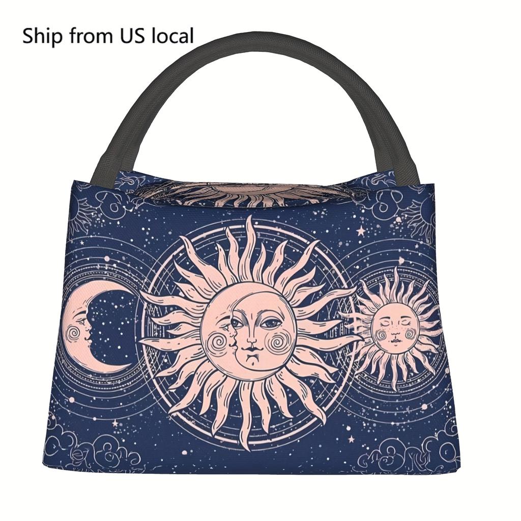 1pc Sun And Moon Pattern, Portable And Reusable Refrigerated Bag, Insulated Lunch Bag, A Must-have For Camping Beaches, Homes, O