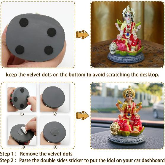 Маленькая статуэтка индуистской богини Лакшми - 3,9"В Индийский Идо Лакшми Фигурка для декора приборной панели автомобиля Дом Офис Мандир Храм Алтарь Святыня Предмет для Пуджи