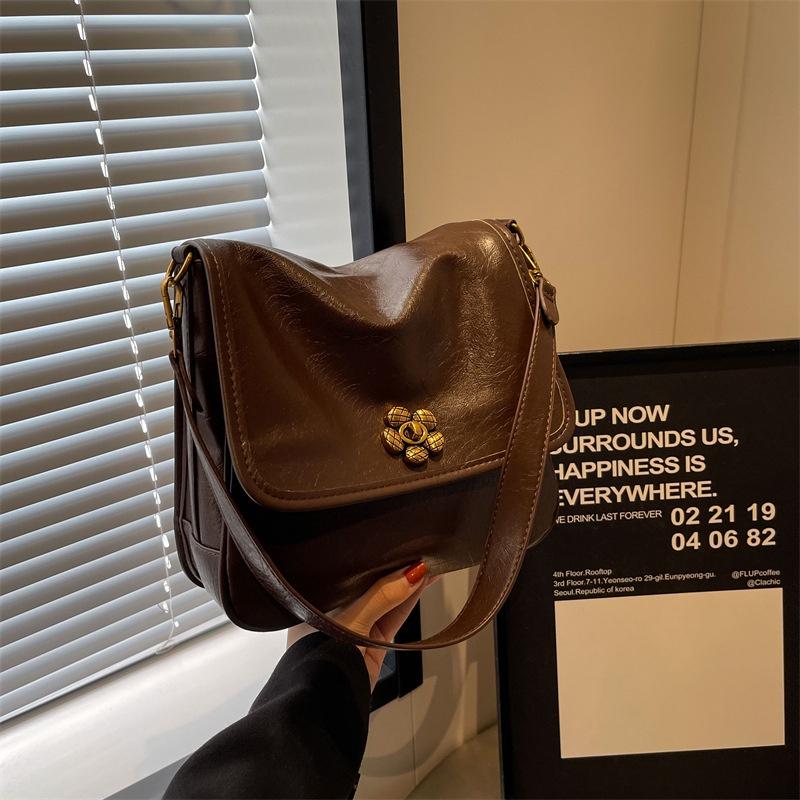 IELGY Сумка-мессенджер в стиле ретро, стильная черная сумка через плечо под мышкой