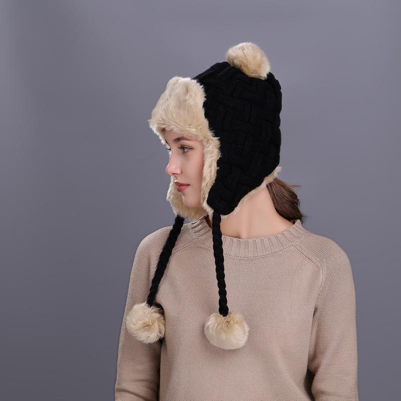 Осенне-зимняя новая клетчатая защитная шапка для ушей Lei Feng, плюшевая шапка для улицы, осенне-зимняя вязаная шерстяная шапка