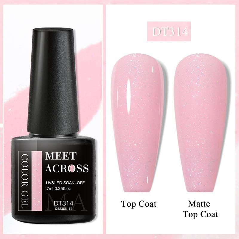 MEET ACROSS Блестящий гель-лак для ногтей, популярный телесный, розовый, красный, синий, блестящий гель-лак, красочный гель для начинающих, маникюр, салон дизайна ногтей