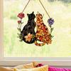 Dual Cat Flower Hanging Decoration Front Door Wall Window Acrylic Kitten Animal Floral Ornament