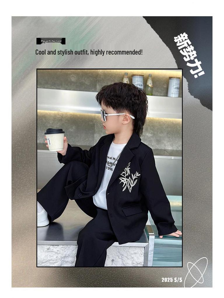 Новый костюм Ханфу для мальчиков в китайском стиле: Вышитый старинный сценический костюм для детей