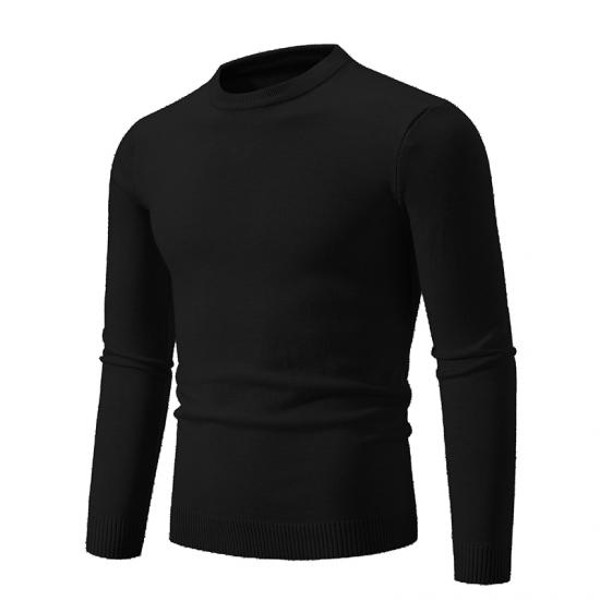 Autumn Men Thin Solid Color Elastic Slim Fit Pullover Sweater Basic Inner Layer Lightweight Warm Casual Knitwear Top for Male