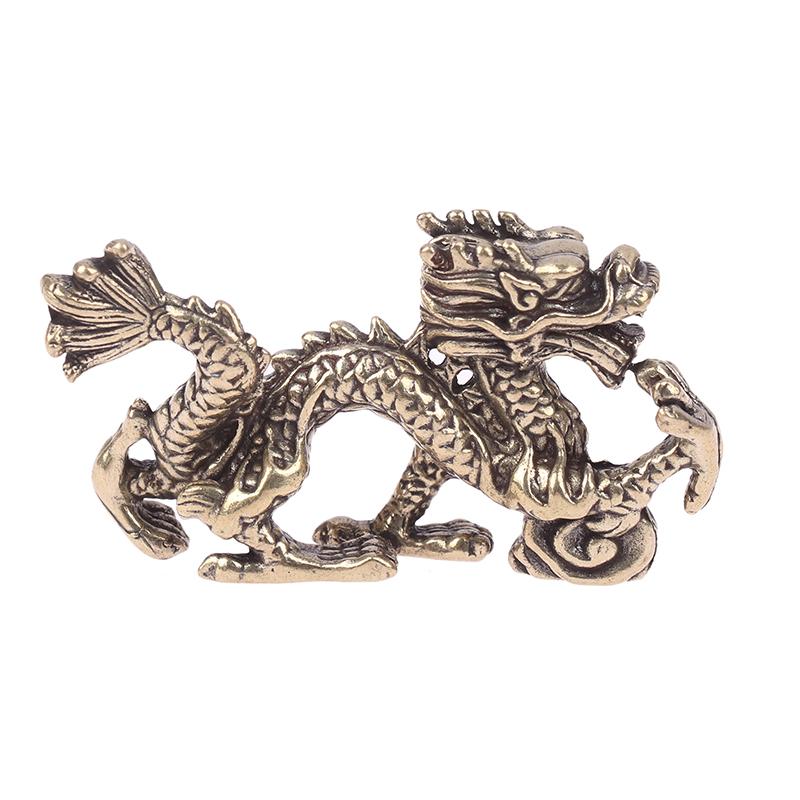 1 шт., статуэтка зодиака Дракона, богатство, латунный декор, процветание, китайский стиль, дракон, удача, животное, фэншуй, винтажный орнамент