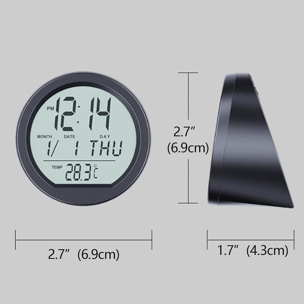 Автомобильные часы на приборную панель с автоматической подсветкой ночью, температура в Фаренгейтах, формат времени 12/24 часа, календарь для автомобиля, грузовика, офиса, дома и улицы