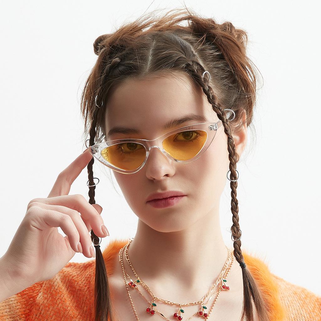 Кошачий глаз Прозрачные очки Популярные ретро солнцезащитные очки Женские Ins Большие оправы Мужские солнцезащитные очки