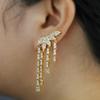 Super Flash Claw Chain Rhinestone Long Tassel Earrings CZ Silver Plated Fashion Women Jewelry
