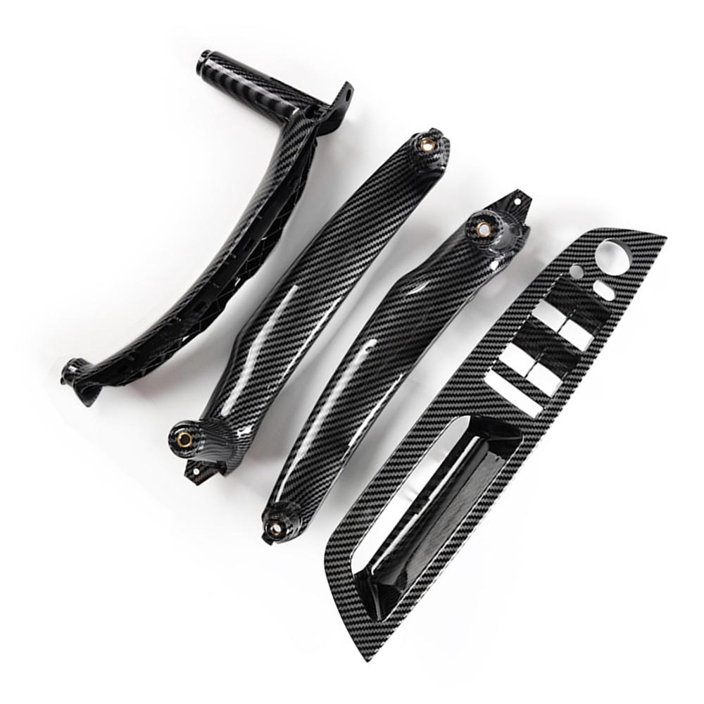 4Pcs Carbon Fiber Look Inner Door Pull Handle Trim Kit For BMW X5 X6 E70 E71 E72