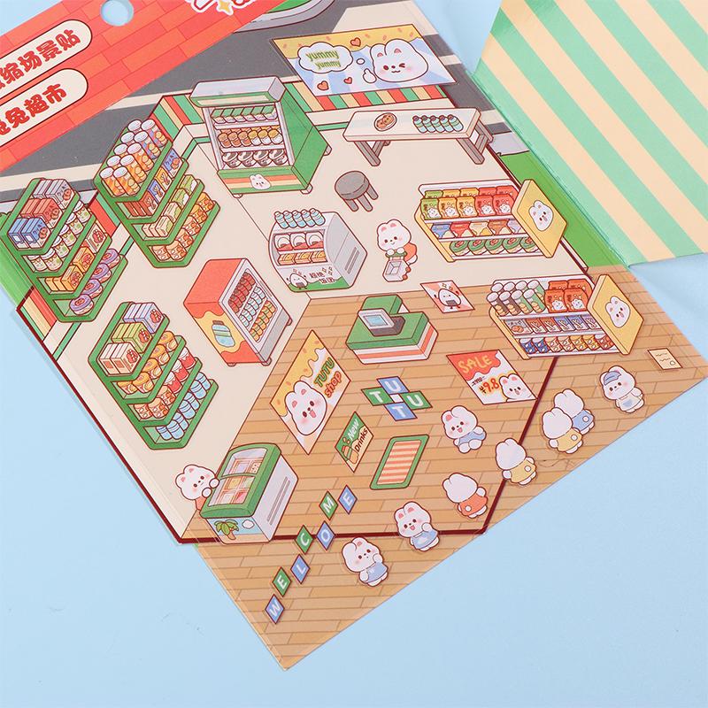 1 набор мультяшных карманных кабинок для бизнеса, сцен для укладки и склеивания, сделай сам, 3D-наклейки, праздничный подарок на день рождения, Рождество для ребенка, студента