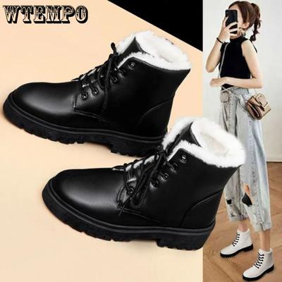 Зимние сапоги, женская зимняя обувь, универсальные хлопковые туфли на толстой подошве с бархатной подкладкой, женские нескользящие короткие сапоги