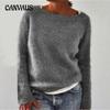 Autumn and Winter Women's Sweater Solid Color Cozy Casual Knit Top