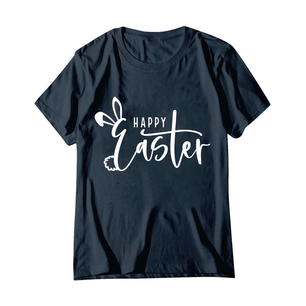Женская модная пасхальная принтованная повседневная плиссированная круглая футболка с коротким рукавом