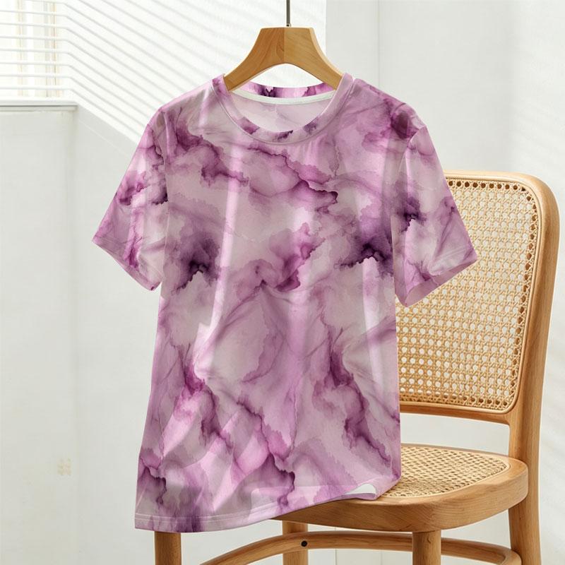 Women's Minimalist Ombre Series Basic Crew Neck Short Sleeve T-Shirt, Soft & Comfortable Tops for Vacation, Daily Wear, Home Lounge