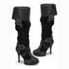 British Style Women Boot Knee High Mature Over The Knee Boot Stiletto European American Retro Medieval Renaissance Women Shoe