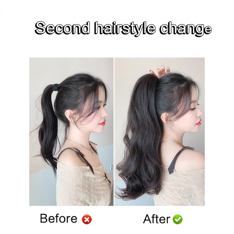Синтетическая длинная вьющаяся повязка для волос с зажимом для хвоста, парик, вьющиеся волосы, накладной хвост, пушистые волосы, можно заплести в косу