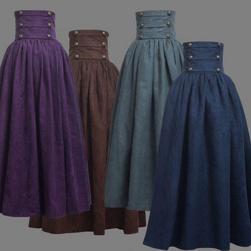 Medieval Elegant High Waist Skirt For Women Vintage Gothic Swing Design