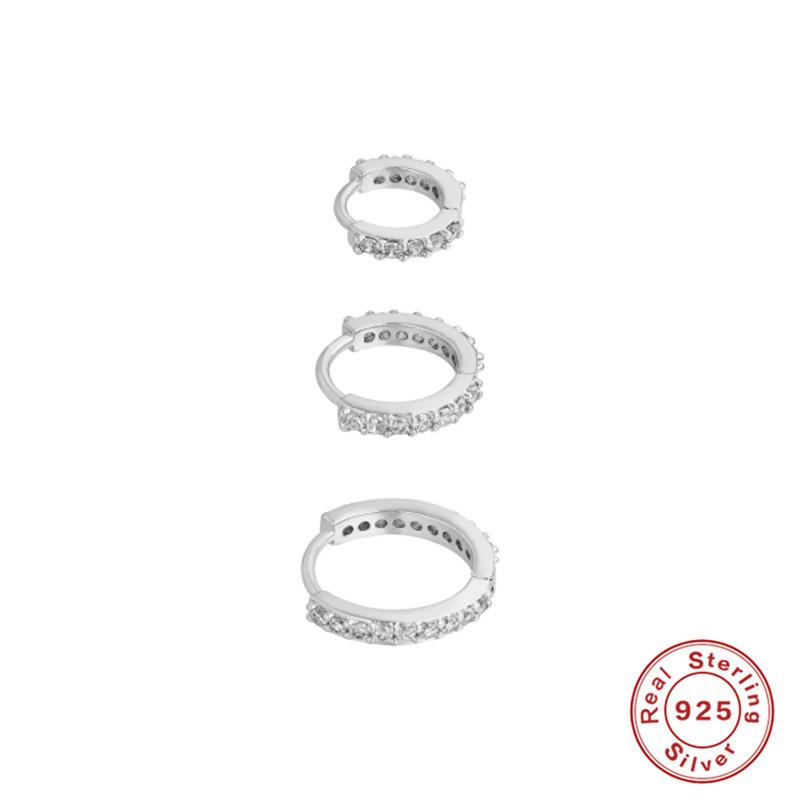 Серьги-пусеты из стерлингового серебра 925 пробы, классические универсальные, с бриллиантами, геометрические, серьги-кольца, серьги 3-в-1, набор серег