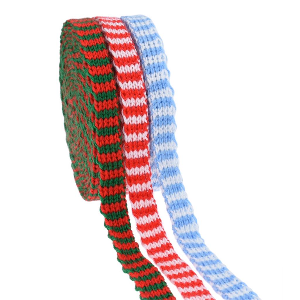 3 Colors Christmas Ribbons Braid Wool Knit Ribbon Winter Holiday Craft Ribbons for Gift Wrapping Christmas Decorations