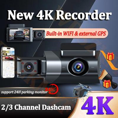2/3-канальный UHD 4K видеорегистратор для автомобилей 24-часовой парковочный монитор Автомобильный видеорегистратор WIFI GPS APP Видеорегистратор Камера для автомобиля Автомобильные аксессуары