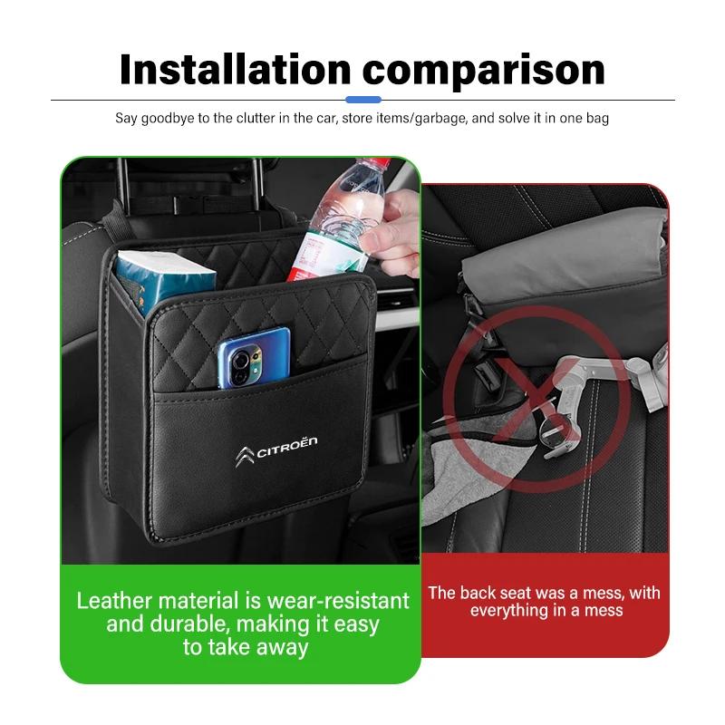 Leather Car Tissue Storage Box Seat Back Paper Water Cup Bag For Citroen Jumper Celysee Cactus Picasso Aircross Saxo Grand aiu256