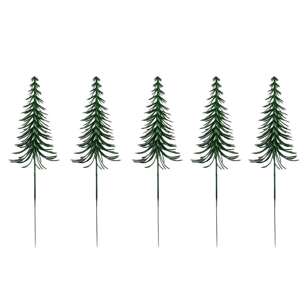 5PCS/SET Lifelike Artificial Pine Branches Frosted Snowy Red Berry Stems Table Decor