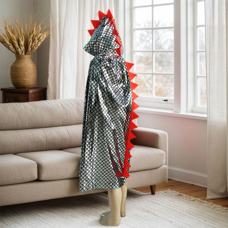 Dinosaur Cape Dragon Hooded Cloak Boy Girl Toddler Dressing Up Clothes Cosplay Halloween Costume Wizard Witch Cloak