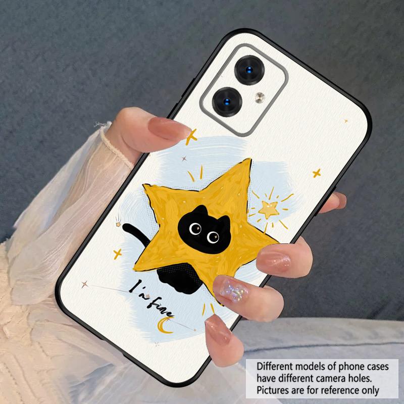 Мультяшный Лунный Кот Для Motorola Moto G 04 G05 G14 15 24 34 35 54 55 75 84 85 Edge 40 50 Fusion 60 Fusion силиконовый мягкий чехол для телефона