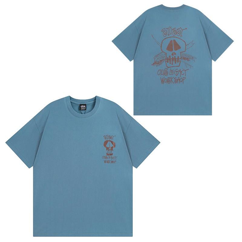 Mens Short Sleeve T-Shirt Loose Fit Round Neck Letter Print Casual Street Style Couples Top