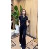 Women Striped Tracksuit 2 Piece Outfit V Neck Short Sleeve Top Wide Leg Pants Set Casual Loose Sport Suit Middle Age Mom Daily Wear