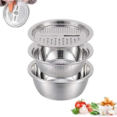Многофункциональная раковина из нержавеющей стали, терка из нержавеющей стали 3 в 1, твердая раковина, сливная корзина, чаша для мытья, набор чаш для мытья овощей и фруктов